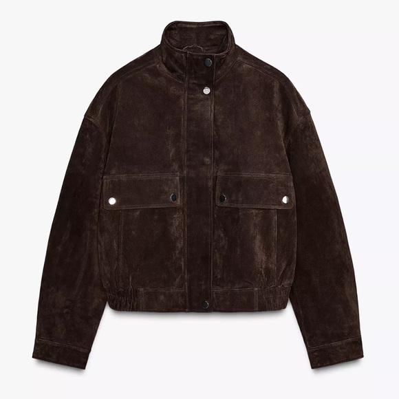 Zara Jackets & Blazers - Zara 100% SUEDE LEATHER BOMBER JACKET WITH POCKETS